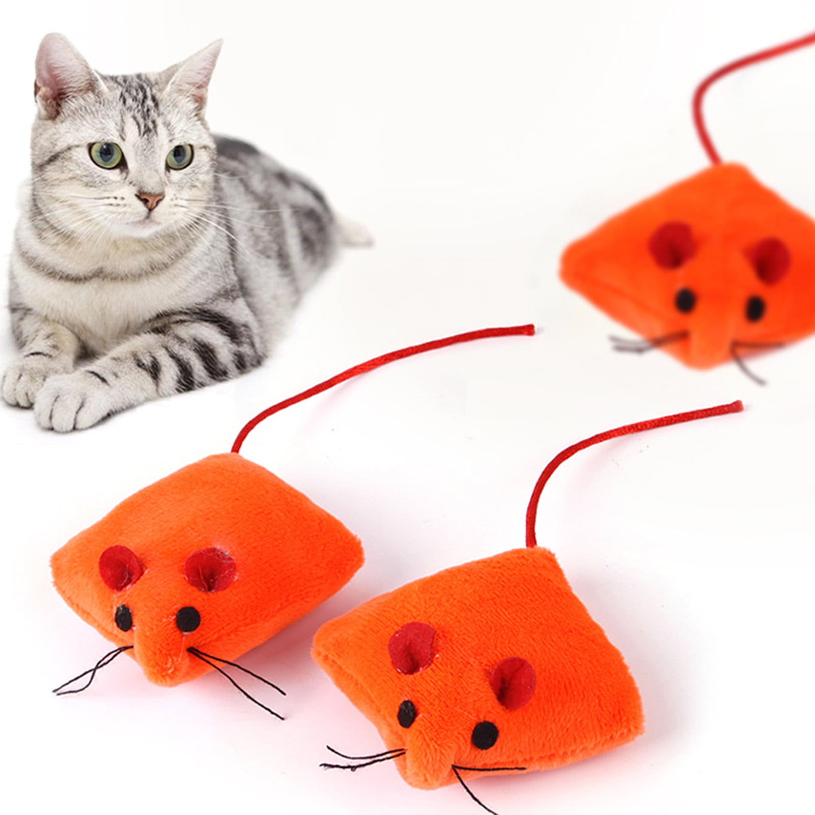 Biplut Cat Toy Built-in Catnip Fake Rat Interactive Toy Plush Cat Teaser Toy Pet Supplies (Random Color)
