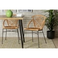 thumbnail image 7 of Baxton Studio Pro Modern Bohemian Natural Brown Rattan and Black Metal 2-Piece Dining Chair Set, 7 of 7