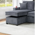 thumbnail image 7 of Convertible Sectional Dark Gray Color Corduroy Reversible Chaise w Storage And Sofa Pull Out Bed Pillows Living Room 2pc Set, 7 of 7