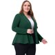 thumbnail image 1 of Blazer de talgrande pamujer con solacon muescas, dobladillo con volantes y péplum, paNavidad Verde oscuro 5X, 1 of 5