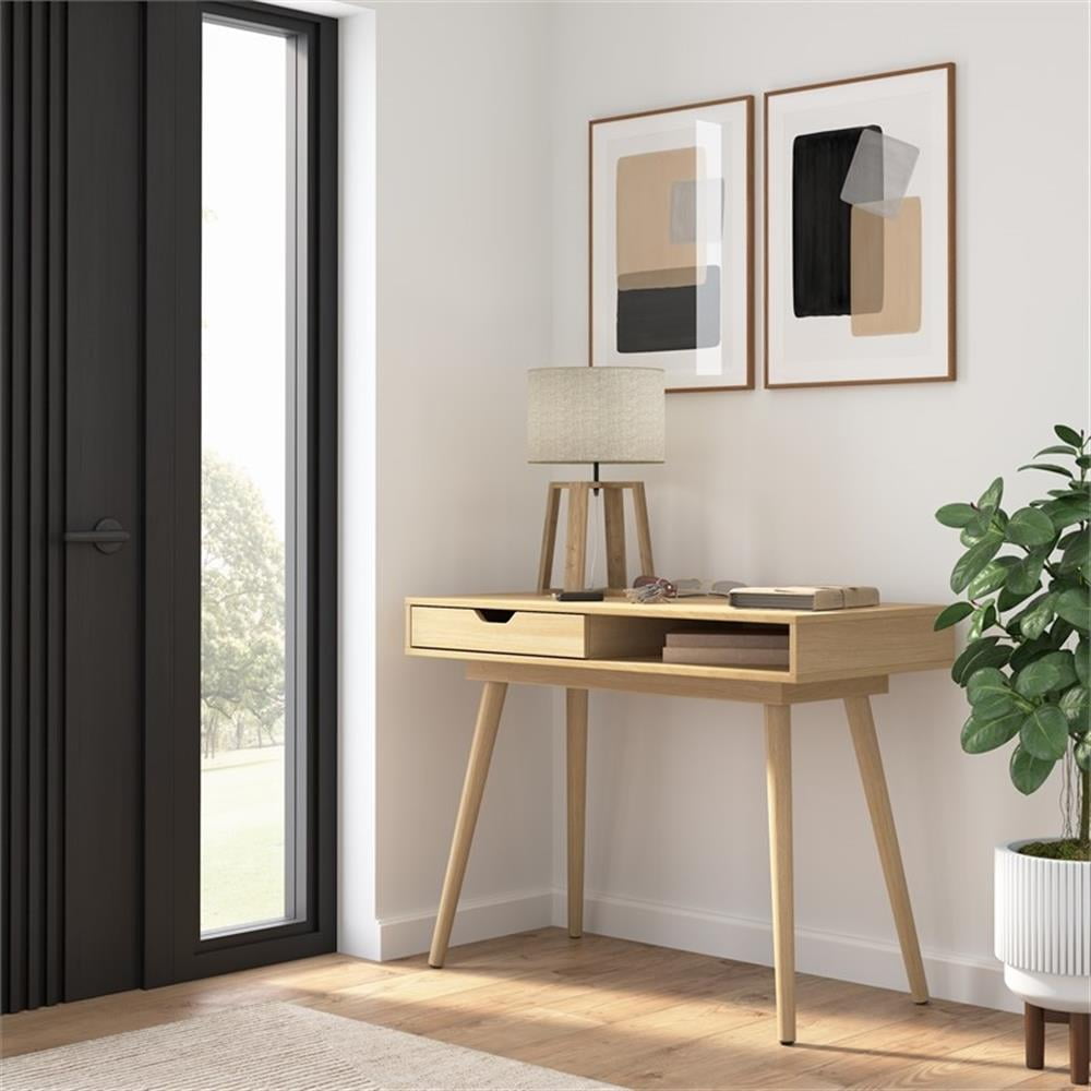 Nora 40W Writing Desk in Natural Oak by Bush Furniture - Engineered Wood
