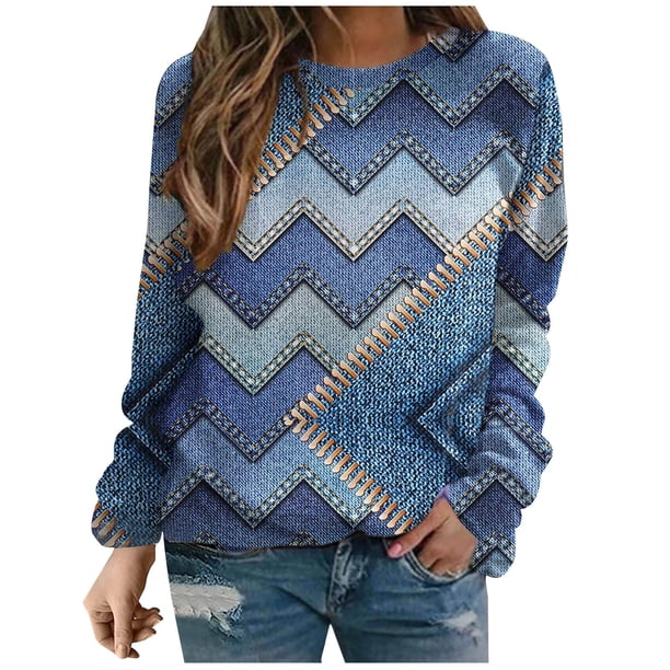 Sudadera Para Mujer Sudaderas de Cuello Redondo Estampado de Moda Manga Larga Cómoda Transpirable Sudadera de Cuello Redondo Odeerbi ODB131855