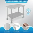 thumbnail image 3 of Stainless Steel Table for Prep & Work,36"x24"x35",NSF Commercial Heavy Duty Table with Undershelf,Caster Wheel for Restaurants,Silver, 3 of 7