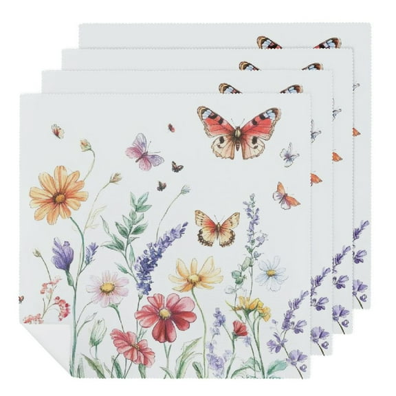 PHYHOO Spring Cloth Napkins Floral Washable Dinner Napkins Tea Party Napkins for Kitchen Party Wedding Restaurant Indoor Outdoor Spring Summer 2 PCS