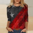 thumbnail image 2 of Kezqiaxn 4Th Of July Dressy Tops for Women Fashion Crew Neck 3/4 Sleeve Loose Shirts Casual Work Blouses Plus Size Womens Clothing, 2 of 5