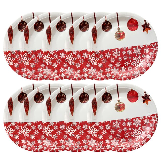 HEVIRGO 10 Pcs / Set Assiette en Papier Ensemble Jetable Augmenter l'Atmosphère de Style de Noël Bande Dessinée Festive Décomposable Résistant à la Chaleur Coloré Impression Noël Papier Tasse Plaque pour Fête de Noël