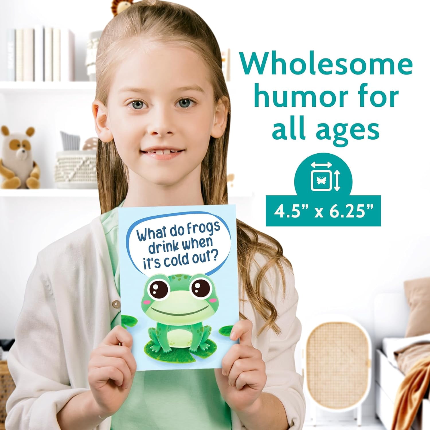 24 Funny Animal Joke Notecards with No Repeats - 4.5” x 6.25” Humorous Bulk Thinking of You Cards for Kids, Grandkids, Students, and Teachers, Summer Camp and More