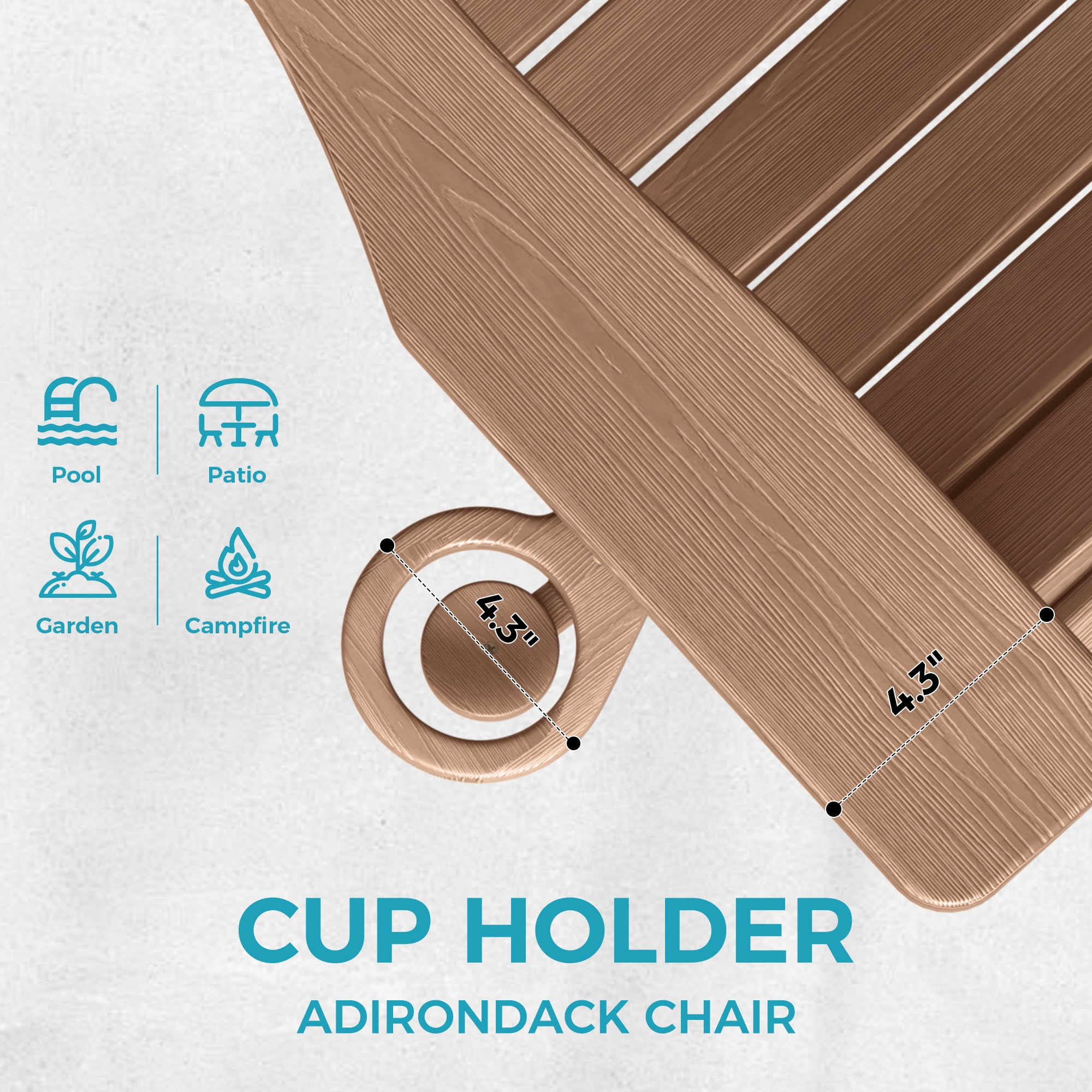 Ciokea Wood Adirondack Chair Folding Outdoor Patio Chairs Fire Pit with Cup Holder Pool Porch Garden Brown