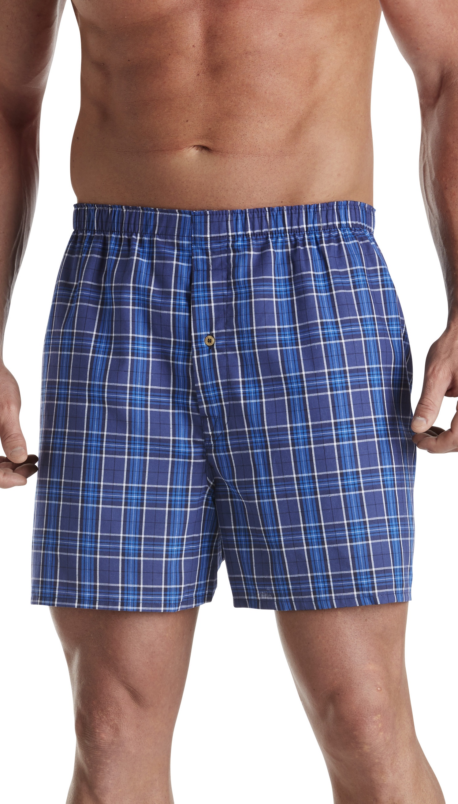 Harbor Bay by DXL Big and Tall Men's Plaid Woven Boxers, Blue, 6XL ...