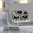 thumbnail image 3 of Allytechgroup Compatible for Apple iPhone 16 Pro Camera Lens Protector Bling, 9H Tempered Glass Camera Cover Screen Protector Metal Ring Decoration Accessories, Silver, 3 of 6