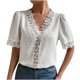 thumbnail image 1 of Blusas sueltas de manga corta con cuello en V de color sólido informal para mujer con estilo OAVQHLG3B Store lin121212, 1 of 5