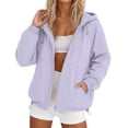 thumbnail image 3 of Women's Solid Color Spring Autumn Sports Windbreaker Jacket, Lightweight Water Resistant Casual Coat with Full Zip, for Daily Active Wear or Outdoor Hiking Purple, 3 of 10