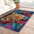 thumbnail image 1 of 3 x 5 Area Rug Leopard Rugs, Colorful Tropical Jungle Carpet for Living Room Bedroom Animal Patterned Indoor Home Decor, Non Slip Soft & Low Pile Small Washable Rug ZH&240, 1 of 7