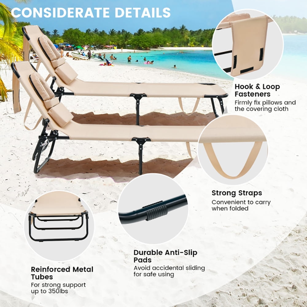 Aimee Lii Beach Chaise Lounge Chair with Face Hole and Removable Pillow, Patio Loungers, Beige Aimee Lii Beach Chaise Lounge Chair with Face Hole and Removable Pillow, Patio Loungers, Beige