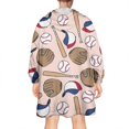 thumbnail image 2 of Pink Baseball Gear Pattern Wearable Oversized Blanket,Wearable Blanket Hoodie for Adults,Cozy Hooded Blankets with Super Pockets,Super Warm Fuzzy Pullover for Women & Men, 2 of 6
