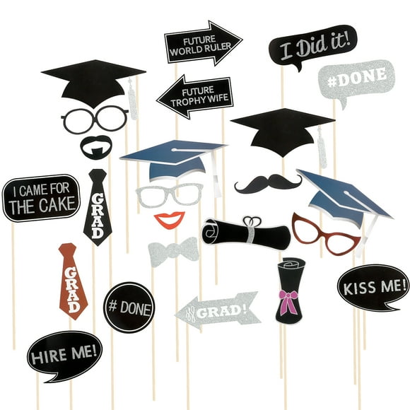 Kit d'Accessoires pour Photomaton Couleurs Assorties Accessoires de Fête de Remise des Diplômes 24 Pcs Taille Unique