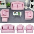 thumbnail image 6 of 1:/12 Dollhouse Furniture Couch, Vintage Double Lover Seat Wooden Handmade Singlg Pink Modern Settee Model Playhouse Living Room, 6 of 8