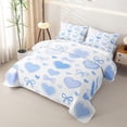 thumbnail image 3 of spefrowx Watercolor Love Heart Bed Spread Queen for Girls Boys, Blue Princess Bowknot Queen Coverlet Set, 3-Piece, 3 of 7