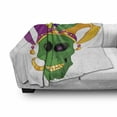 thumbnail image 3 of Mardi Gras Soft Flannel Fleece Throw Blanket, Scary Looking Green Skull with Carnival Hat Beads and Earring Cartoon Style, Cozy Plush for Indoor and Outdoor Use, 50" x 60", Multicolor, by Ambesonne, 3 of 6