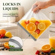 Reusable Gallon Freezer Bags - BPA Free, Leakproof & Dishwasher Safe Food Storage Bags for Meal Prep, Marinating Meats, Kitchen Organization - 6 Pack Stand Up Pouches, Gray