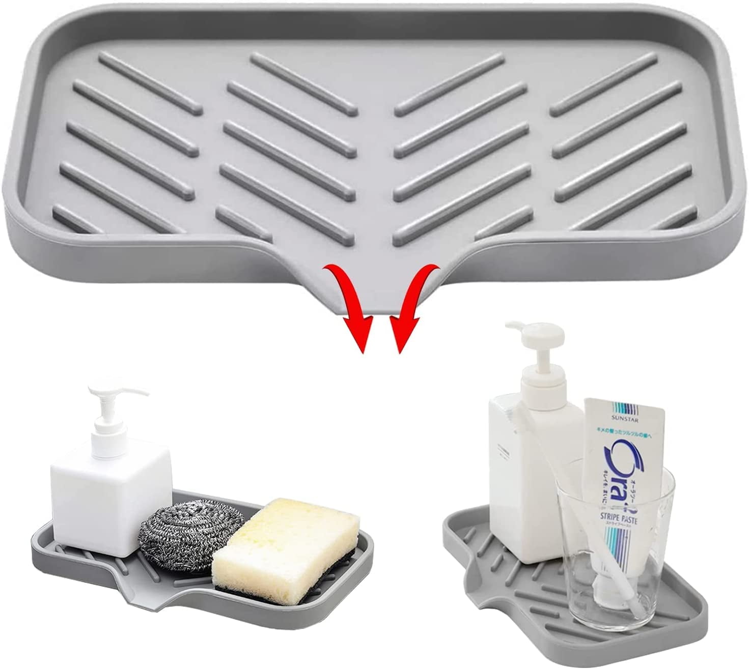 PIKADINGNIS Silicone Kitchen Soap Tray, Kitchen Sink Tray Sponge Tray