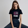thumbnail image 4 of Colevkie Women’s Breast Cancer T-shirt Tops Pink Ribbon Graphic Tee Summer Crewneck Short Sleeves(Black-Women,XS), 4 of 7