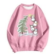 thumbnail image 4 of Fiaer Christmas Women Sweatshirts Snowman Christmas Tree Pullover Crew Neck Long Sleeve Baggy Trendy Cute Graphic Tops Pink XL, 4 of 4