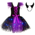 thumbnail image 1 of LUOGENLI Robe Fillette Robe Tout-Petit Led Sans Manches Princesse Robe Tutu en Maille Robe de Fête Longue pour Filles avec Poches Noir 7-8 Ans, 1 of 4