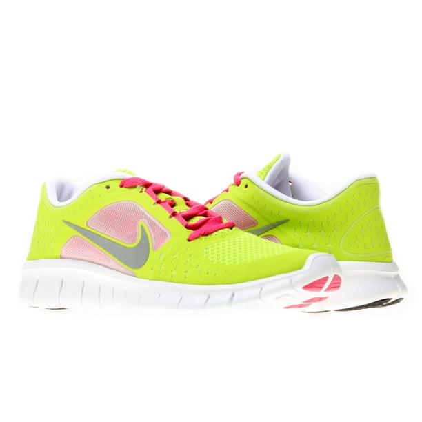 Nike Free Run 3 Gs Atomic Green Silver Girls Running Shoes 512098 300 Walmart Com Walmart Com