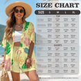 thumbnail image 7 of FKEKYI Women's Short Set 2 Pcs for Summer Open Front Top & Shorts with Elastic Waist Yellow Flower Leaf Print Lightweight Beach Set Resort Wear for Home Lounging, M, 7 of 7