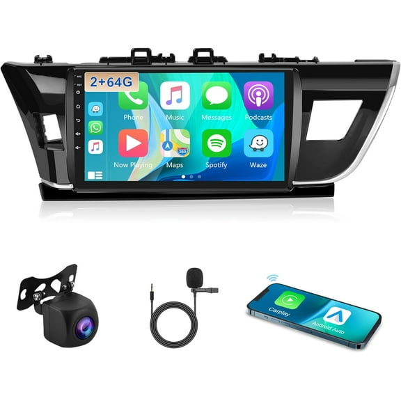 THONZER for Toyota Corolla 2013-2016 Android Car Stereo with Wireless Carplay, 10.1 Inch Touch Screen Car Radio with GPS Navigation Bluetooth FM HiFi WiFi Android Auto   Backup Camera