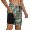 thumbnail image 3 of Haiem Round Mandala1 Mens Swim Trunks with Compression Liner 2 in 1 Swimming Shorts Stretch Swimwear Quick Dry,Board Shorts-Large, 3 of 9