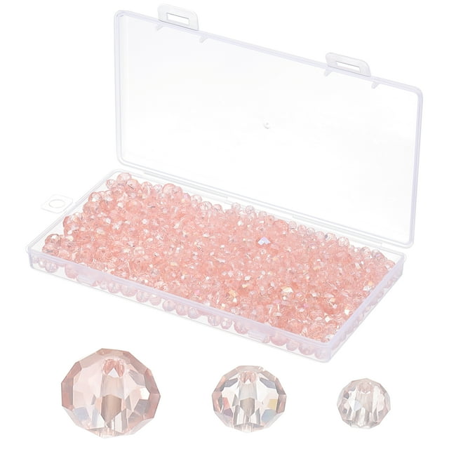 Uxcell Cuentas de Cristal Rondelle, 1000Pcs 4-8mm Cuentas de Vidrio Facetadas Sueltas para Fabricación de Joyas, Plating AB Rosa