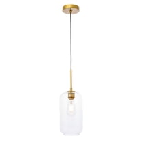 Indoor Modern Home Decorative Bright Ceiling Collier 1 Light Brass and Clear Glass Pendant