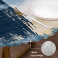 thumbnail image 4 of Abstract Collage Art Round Fitted Table Cover Vintage Blue Oil Painting Theme Waterproof Table Cloth with Elastic Edge Wipeable Tablecloth for Picnic Camping Party Fits 55"-60" Diameter, 4 of 8