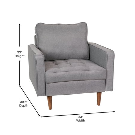 Alamont Home - Compact Upholstered Tufted Chair with Wooden Legs - Slate Gray