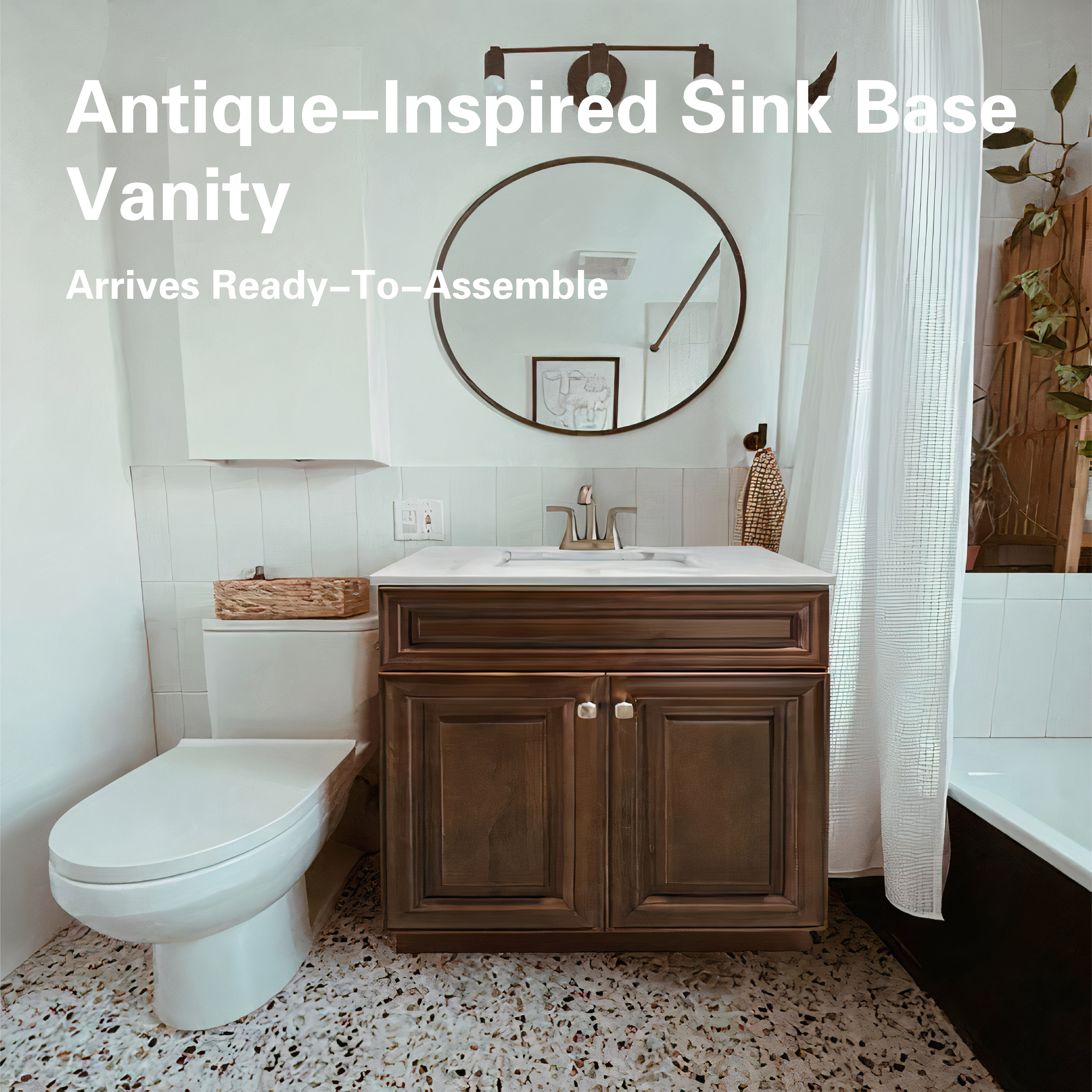 Sink Base Bathroom Vanity Ready-to-Assemble Bathroom Cabinet 24" Width Vanity Base in Maple Walnut