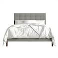 thumbnail image 2 of Castle Place Elegant Square Tufted Linen Upholstered Full Platform Bed, Light Grey, 2 of 10