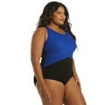 thumbnail image 5 of Sporti Plus Size Textured Chlorine Resistance One Piece Slimsuit, High Cut, Soft Cup (Women's Plus), 5 of 11