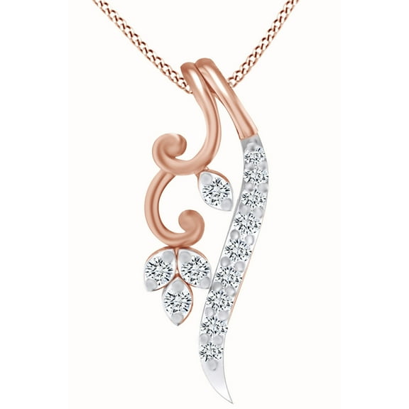 AFFY Natural Diamond Accent Designed Pendant Necklace 14k Rose Gold