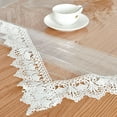 thumbnail image 4 of Hiasan Lace Clear Plastic Tablecloth, PVC Tablecloth,100% Waterproof & Oil-Proof, Easy Wipe Clean, Transparent Table Cover for Dining, Picnic, Outdoor, Wood Furniture Protection, 54"x80", 4 of 7