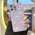 thumbnail image 3 of Funda transparente con diseño de flores y diamantes con baño de purpurina para iPhone 16, 15 Pro Max, 14, 13, 12 y 11, funda de silicona suave a prueba de golpes con brillantes diamantes de imitación, 3 of 5