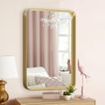 thumbnail image 2 of 32"x22" Aluminum Alloy Wall Mount Rounded Corner Rectangular Mirror,Gold, 2 of 5