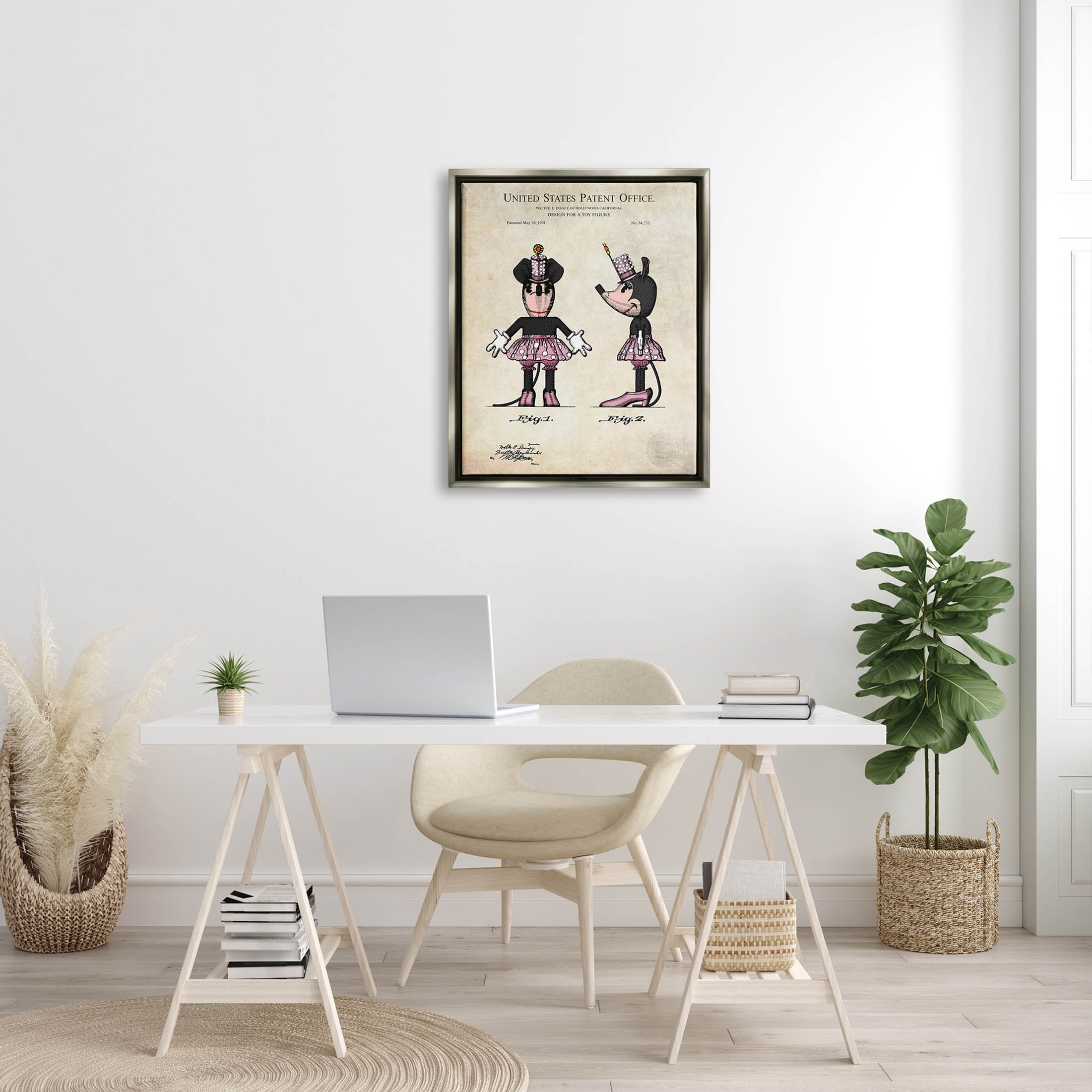 Stupell Industries Mouse Character Figure Diagram Graphic Art Luster Gray Floating Framed Canvas Print Wall Art, Design by Karl Hronek