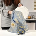 thumbnail image 6 of WOBOGO Vintage Blue Peacock Kitchen Towel 1 Piece Large Cotton Dishcloth Premium Absorbency Set with Hanging Loop, 6 of 7