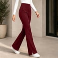 thumbnail image 6 of Yerovir Womens Fleece Lined Pants Thermal Straight Leg Yoga Pant High Waisted Stretchy Lounge Trousers for Work or Casual(Red,Small), 6 of 9