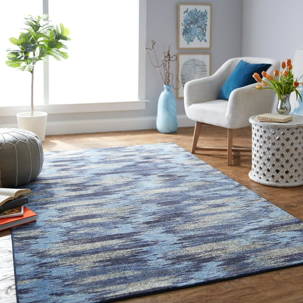 Mohawk Home Prismatic Warrick Navy Contemporary Striped Precision