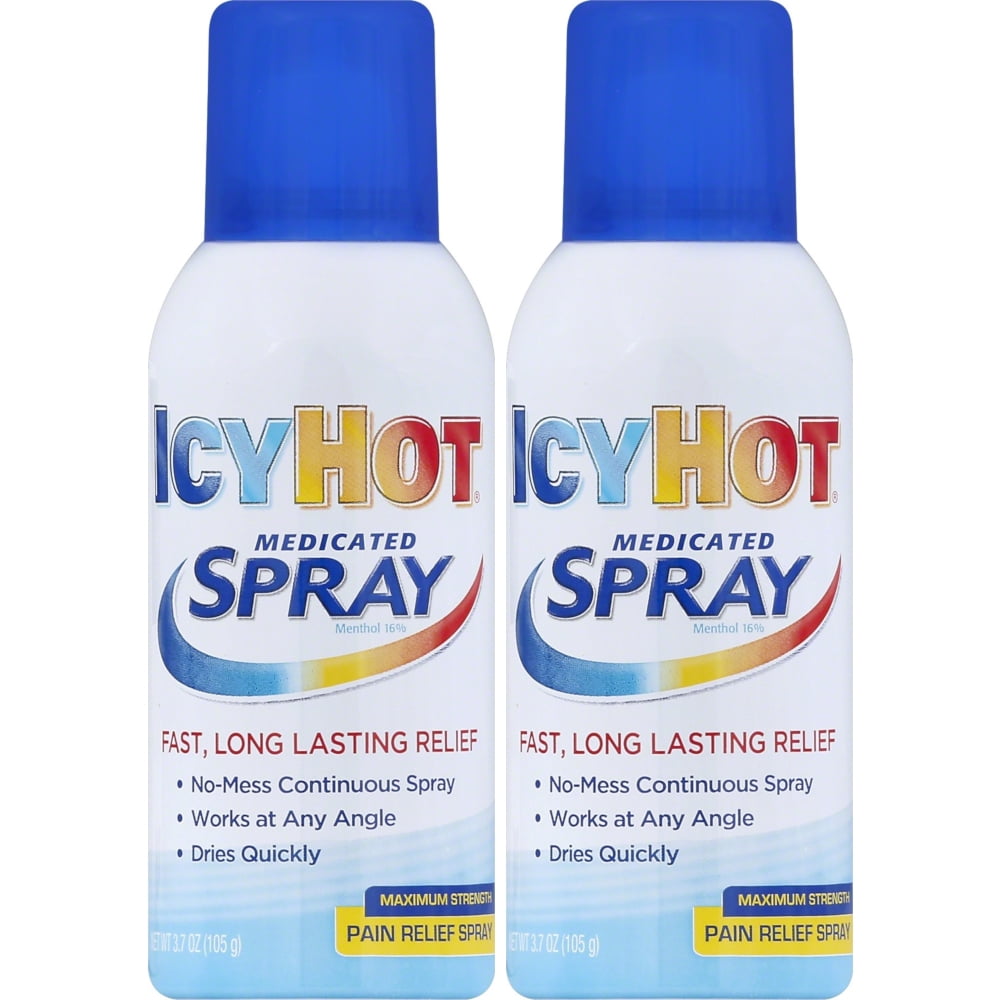 2 Pack ICY HOT Medicated Pain Relief Spray Maximum Strength 3.7 Oz