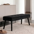 thumbnail image 6 of Pekko Home 44” Entryway Bench, Velvet Upholstered End of Bed Bench with Wooden Legs & Tufted Buttons for Living Room, Hallway, Black, 6 of 8