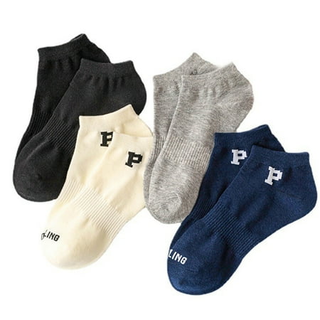 

Solid Color Ankle Socks: 4 Pairs Unisex Soft Short Cotton Socks Athletic Socks